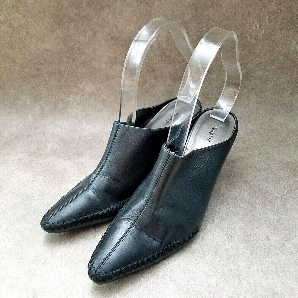 Apt. 9 Womens Striker  Sz 6 M Black  Leather Slip On Pointed Toe 3" Heels